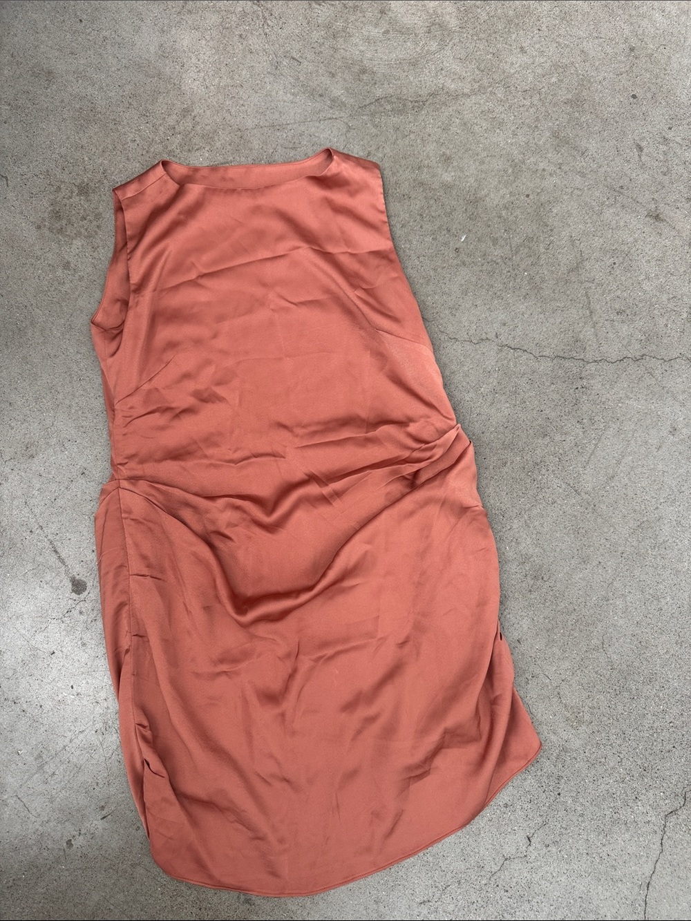Sleeveless Rust-Orange Silk Blend Dress